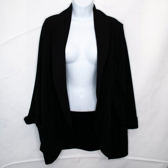 Saks Fifth Avenue Open Crepe Jacket Womens Medium M Black Casual Office Z?15X - Picture 1 of 5
